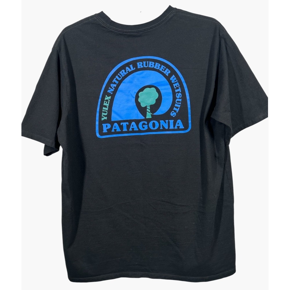 Patagonia Medium T-Shirt Yulex Natural Rubber Wetsuits Black Blue Short Sleeve